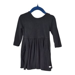 RuffleButts Toddler Girls Knit Twirl Long Sleeve Dress Black Size 2T